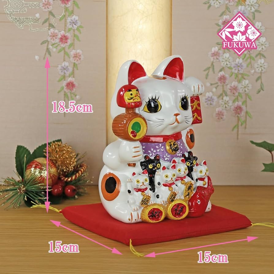 Amazon.co.jp: 招き猫 置物・開運・縁起物・金運・風水(親子 招福